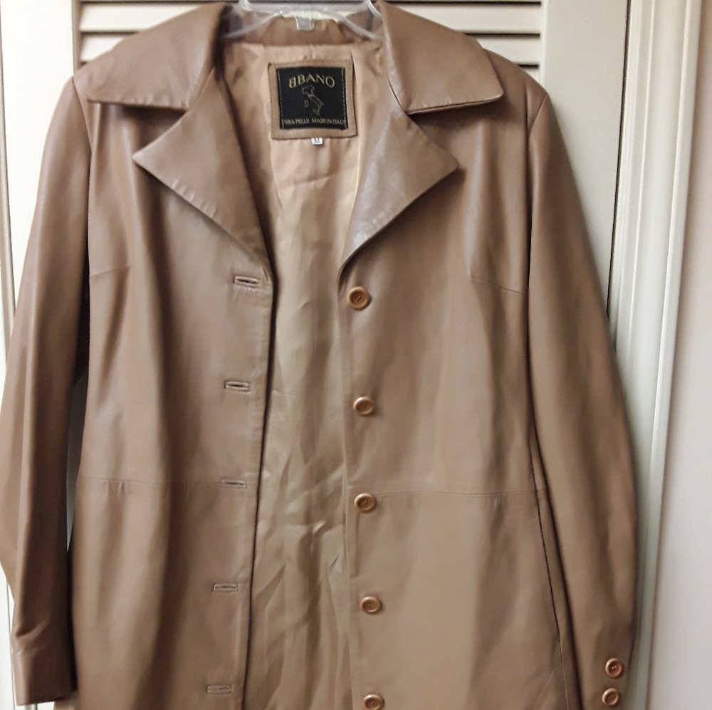 Vere Pelle Italy Tan Trench Coat M Vegan Leather